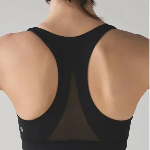 Lululemon Women's Training Invigorate Black Mesh Racerback Sports Bra Size 6 - Picture 11 of 15